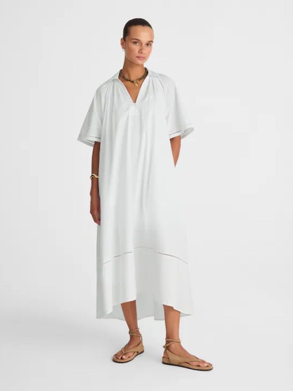 MADEWELL Poplin Splitneck Midi Shirtdress - size XSmall